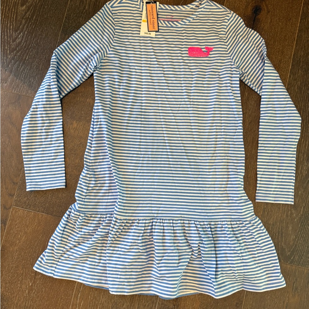 Vineyard Vines Blue and White Striped Kids Dress NWT Size 10-12